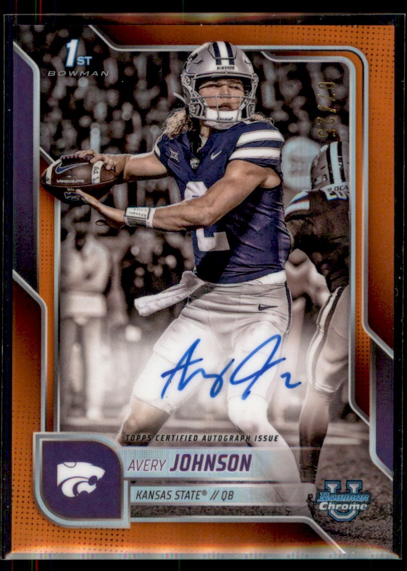 2025 Bowman U Chrome ORANGE Avery Johnson Kansas State #BCA-AJ Auto /25