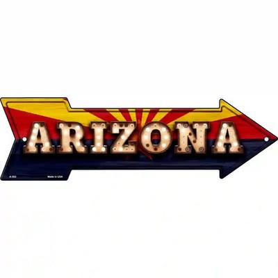 Arizona Dummy Decorative Bulb Lettering With State Flag Novelty Metal Arrow Sign