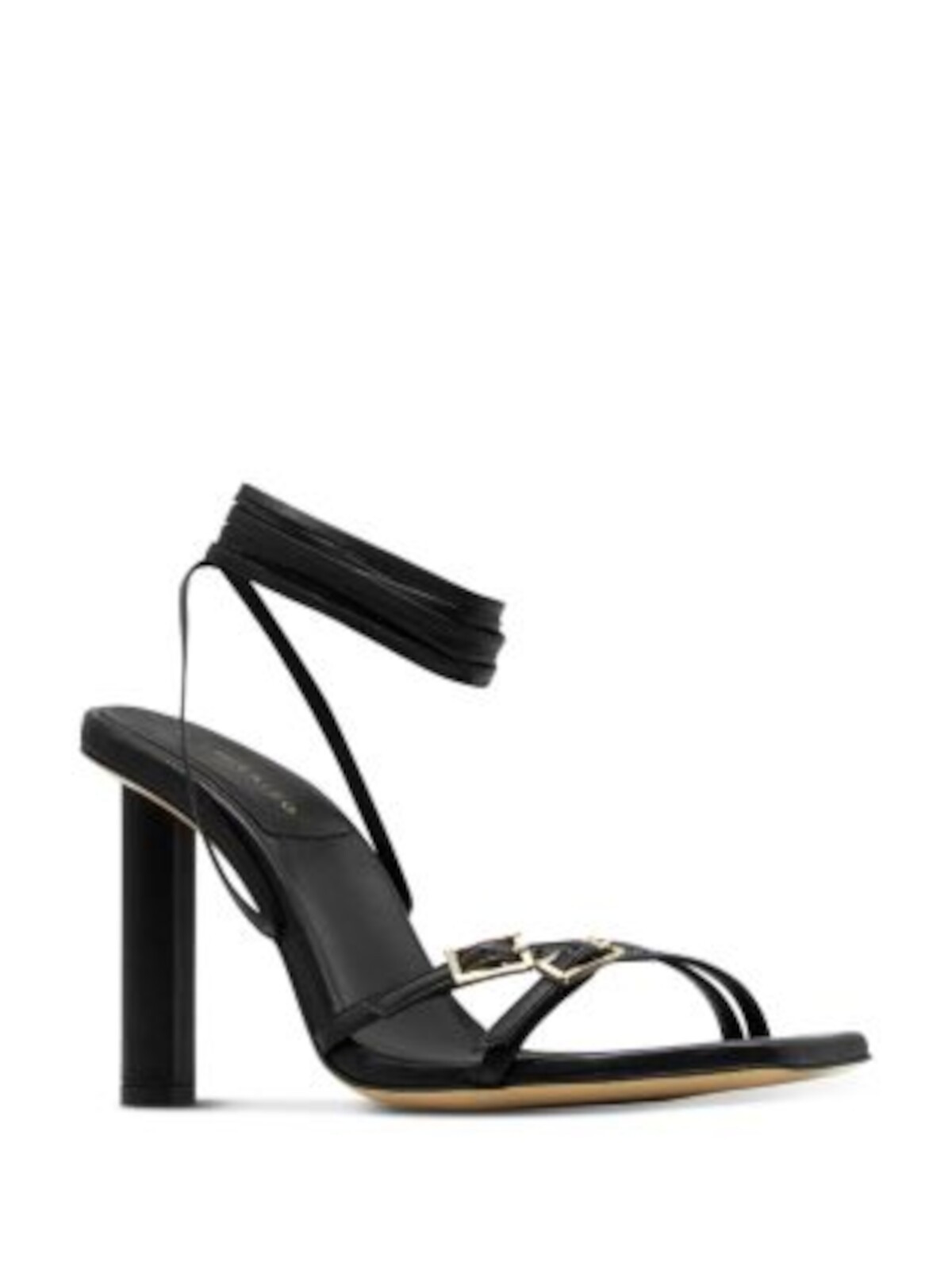ILIO SMERALDO Womens Black Ankle Wrap Ties Leather Heeled Sandal 37