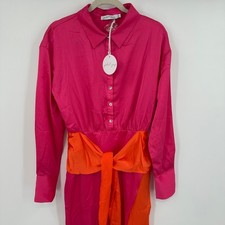 Petal + Pup Pink Orange Midi Dress Shirt Dress Women's Size M NEW