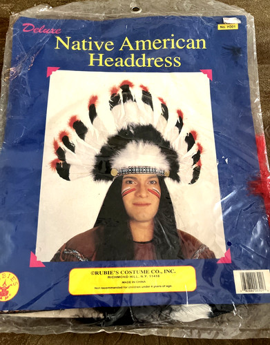 NATIVE AMERICAN FEATHER HEADDRESS Deluxe Costume Accessory Rubies One Size NEW