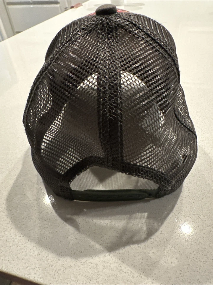 PrAna Hat Adult One Size Brown, Orange, Red V Pattern Mesh Snapback Trucker Cap - Image 2 of 4