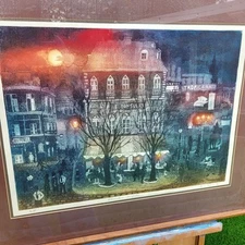 Signed Framed Ltd. Ed. Etching  Avi Thaw "Parisian Nights" Cert of Authentic 