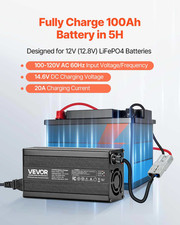 12V 20A Lithium Battery Charger, 14.6V, AC-DC LiFePO4 Smart Charger, RV