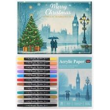 12 Colors Acrylic Paint Markers Set, Art Supplies Including Acrylic Paper Pad...