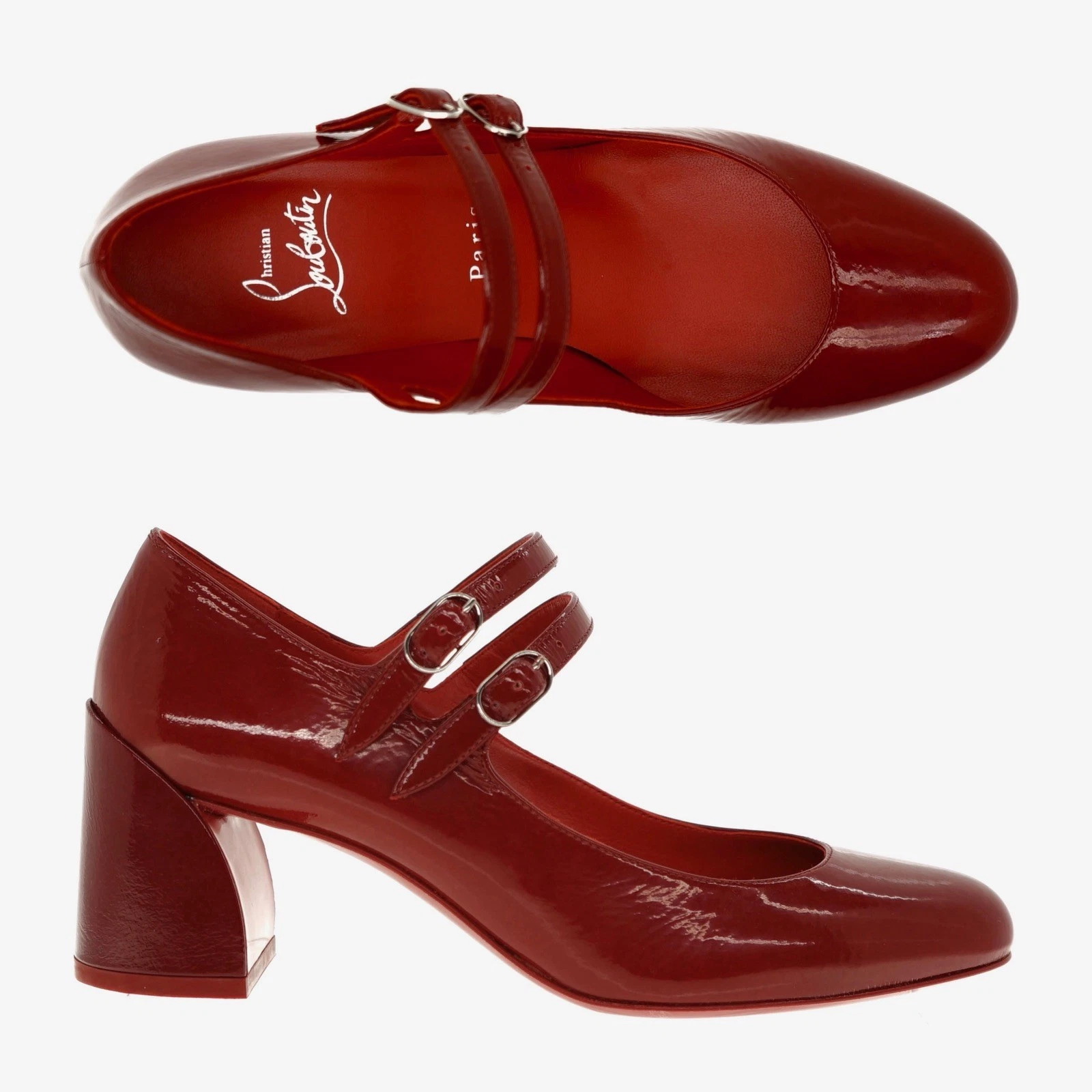 Christian Louboutin — Christian Louboutin Miss Jane 55 Crinkled Red Leather Size 37 New