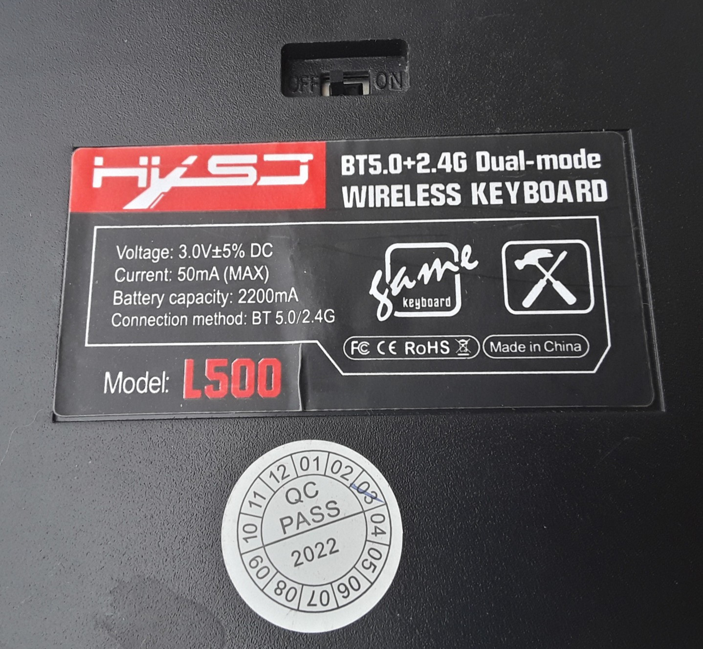 HXSJ L500 Gaming Keyboard Wireless USB Compact BT5.0 2.5G Dual Mode