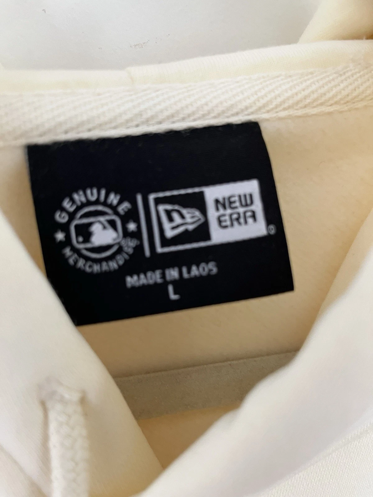 OFF WHITE Felpa con cappuccio pullover uomo L.A. Dodgers New Era crema oro collezione campionato