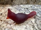 Vintage  Fenton Glass Red Cardinal Bird. Frosted. 5” long.