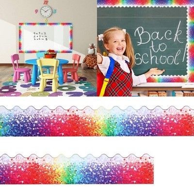 Eye Catching Confetti Straight Rolled Border Trim Classroom Decoration