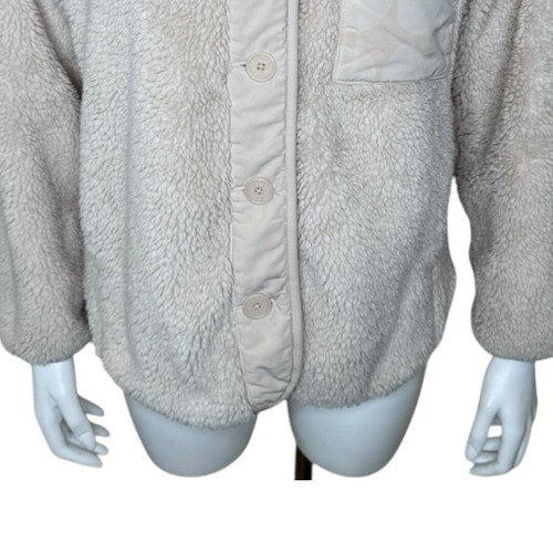 Uniqlo x Marimekko Womens Sherpa Fleece Cardigan Jacket S Button Ivory Beige - Picture 5 of 11