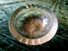 Vintage Cigar Ashtray Clear Textured Glass 6.75" Art Glass MCM Retro