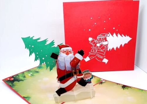 Santa Christmas tree, Pop Up Card, 3D Popup Greeting Cards - Picture 4 of 4