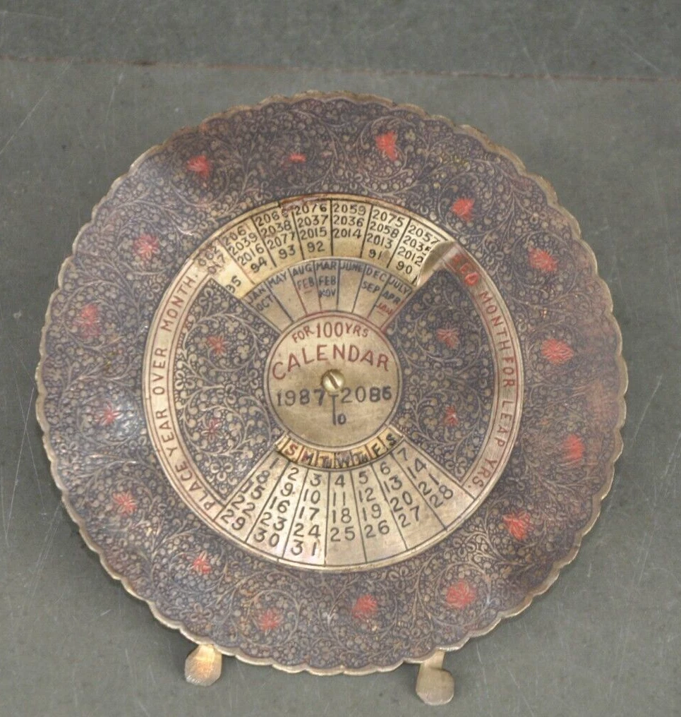 Vintage Brass Handcrafted 1987 - 2086 Brass Inlay Engraved 100 Years Calendar | eBay Vintage Brass Handcrafted 1987 - 2086 Brass Inlay Engraved 100 Years Calendar | eBay
