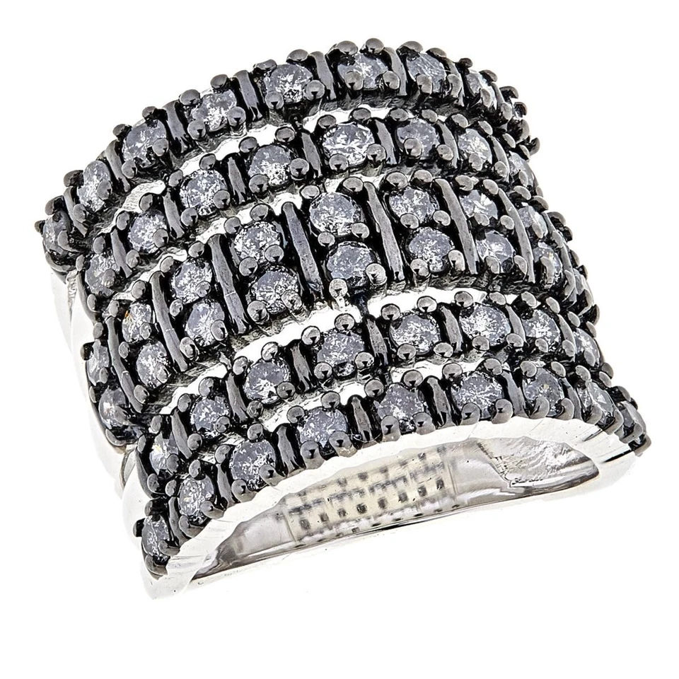 Rarities Sterling Silver 1.8ctw Natural Salt and Pepper Diamond Wrap Ring Size 8 - Image 3 of 4