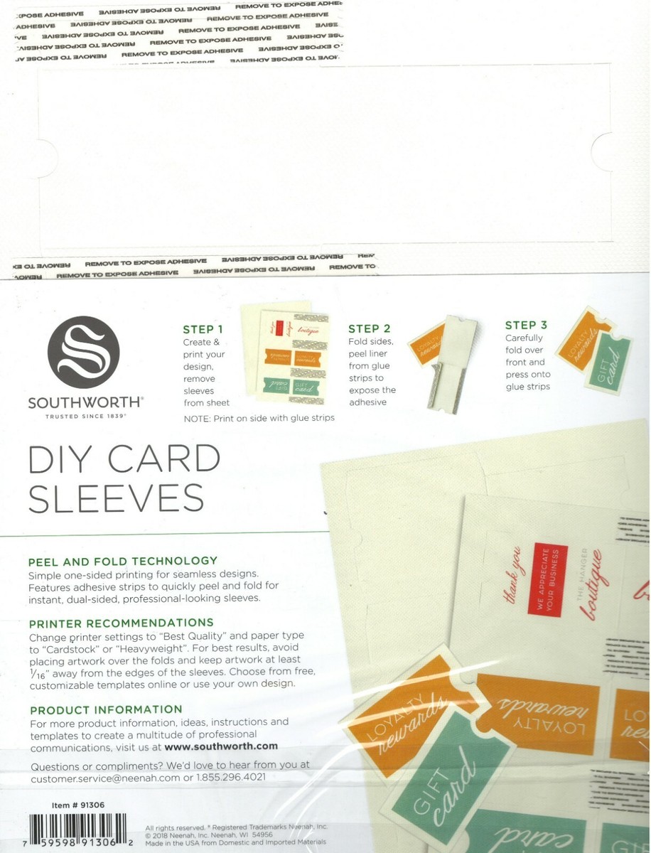 southworth diy card sleeves 54x85mm -80 Pack, Thick (SWN-521) – SwanPanasia Sleeves fold and adhere strips for a sleek DIY how to make a