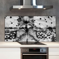 Kitchen Splashback Toughened Glass 140x70 abstract art painting black and white