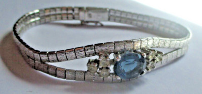 Bracelet Ancien En Argent 800 - Serti De Cristaux (type Diamant/saphir) - Bijou Superbe, Occasion