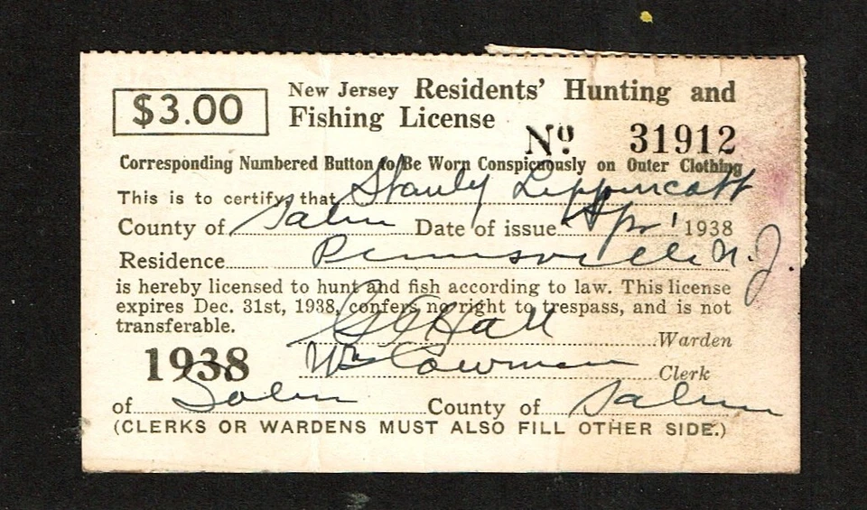 1938  U.S DUCK STAMP $1.00 Lt Vio PINTAILS ON LICENSE Sc#RW5 Scarce See Note - Image 2 of 2