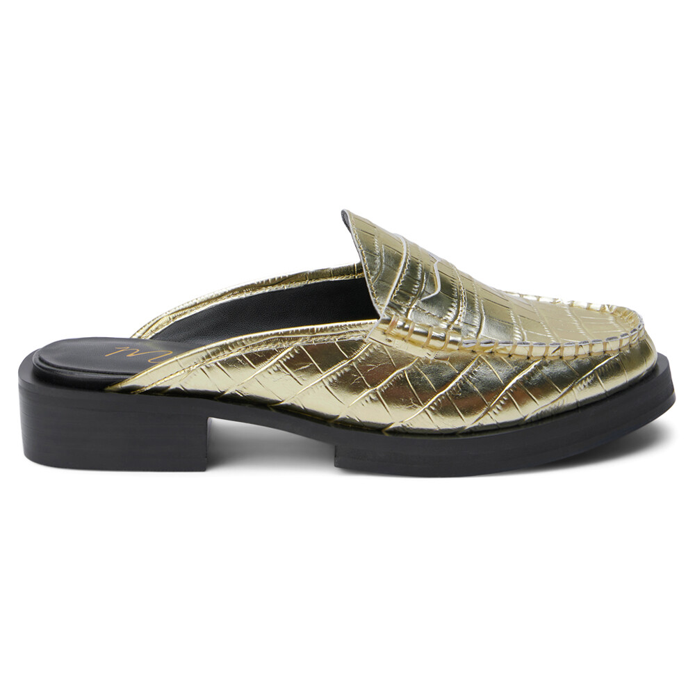 Женские мокасины Matisse Tasha Croc Mule на плоской подошве золотистого цвета повседневные TASHA-827 18990₽