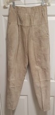 Vintage 80's Toffs Suede Tan Leather Pants  Elastic Waist Straight Leg  Size M