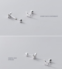 925 Sterling Silver Butterfly Ball Screw Back Cartilage Helix Earrings Box PE1