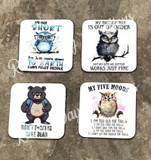 Image of Funny Animal Design Wooden Coasters