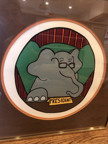 Rare Vintage 70s SILKSCREEN Print Republican GOP President Elephant - by Moss - Picture 6 of 12