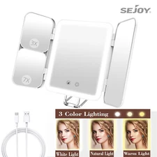 Travel Makeup Mirror 64 LED Lighted Vanity Mirror with 1X 3X 7X Magnification 