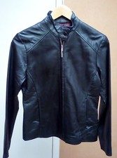 Paragon (vintage Freemans?) Black Leather Fitted Biker Jacket, Size Uk 8, Euro 3