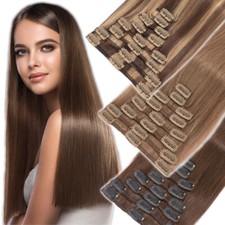 100G Dick Echthaar Clip In Haar Extensions Haarverlängerung 8 Tressen Lange Hair