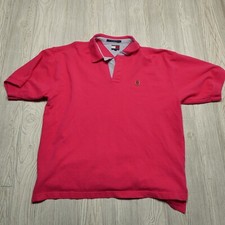 Tommy Hilfiger Polo Shirt Adult XL Pink Cotton Short Sleeve Casual Fit Mens