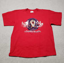 Vintage Looney Tunes Shirt Mens Large Red GENUS Embroidered Taz Made in USA
