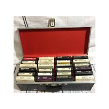 Vtg lot of 24 8 Track Tapes w/Case Rock 80 Village People Billy Joel Beach Boys
