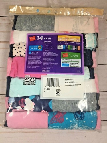Hanes Girls Taglesss Size 8 Briefs Underwear 14 Count Cotton Super Soft NEW - Picture 5 of 6