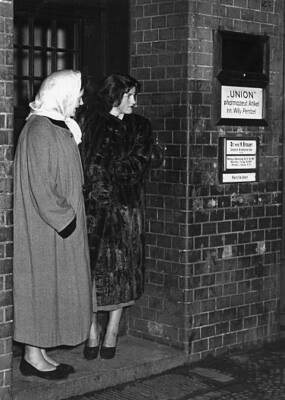 Two young women in a doorway in Berlin 1958 Old Historic Photo