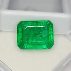 Certified Natural Green Emerald 7.12 Ct Loose Gemstone Transparent Emerald Cut