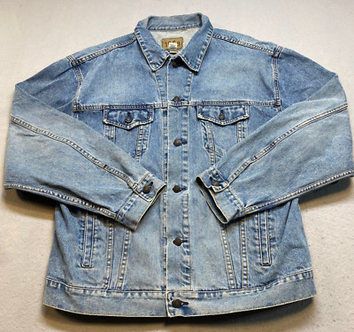 Vtg  90s Denim Trucker Jacket Mens 2XL Blue Biker Button Down Vtg Gap  1969