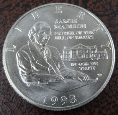 1993-W James Madison Silver Half Dollar BU Bill of Rights Unc