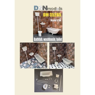 Dan Models 35285 Scale 1:35 Accessories for Diorama Bathtub and Washbasin Toilet