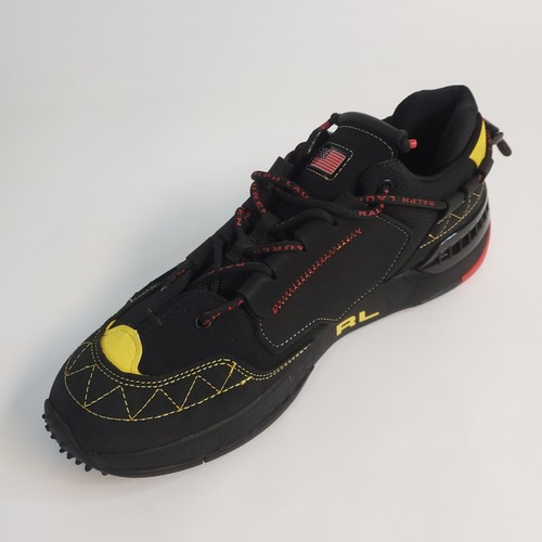 Polo Ralph Lauren Sport PS200-SK-LTL Black Yellow Red Sneakers US Mens Size 10.5 - Picture 5 of 12