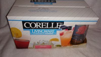 Corelle Box corelle ROSE DUO 16 oz Glass Tumbler Set 8 Brand new 5 7/8