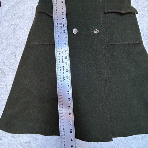 Vintage Loden Wasserabstossend Double Breasted Coat Lined Womens Green Pockets - Picture 8 of 11