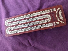 12 1/2" 2 Track Continuous Cribbage Board W/Card Storage Maple Tracks on 