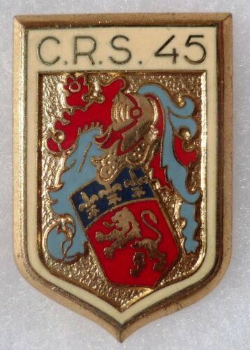 Insigne Badge POLICE Obsolète CRS 45 ORIGINAL DELSART vintage - Foto 1 di 2