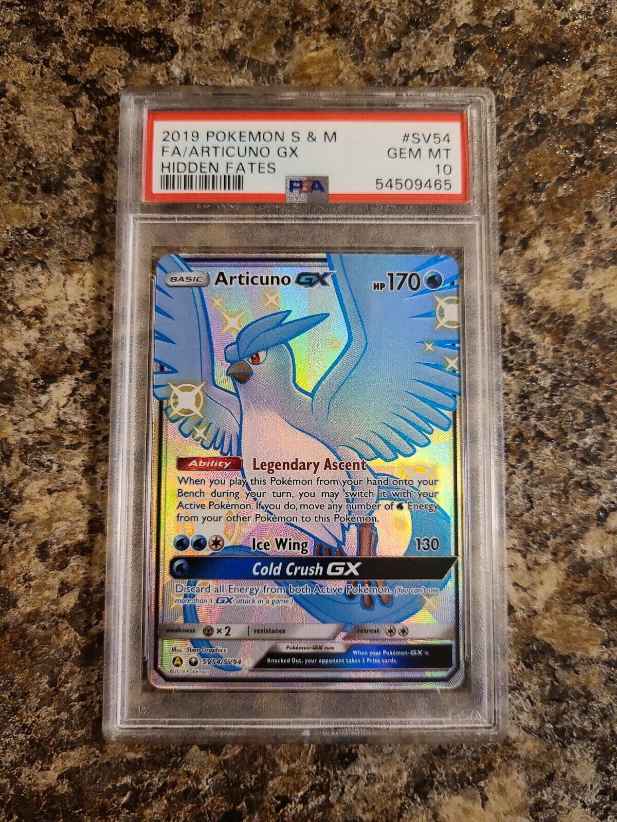 2019 Pokemon S&M Hidden Fates Full Art Articuno GX #SV54 PSA 10 GEM MINT