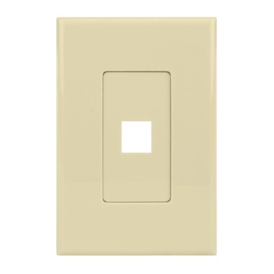 Construct Pro 1-Port Keystone Wall Plate with Screwless Face (Ivory)