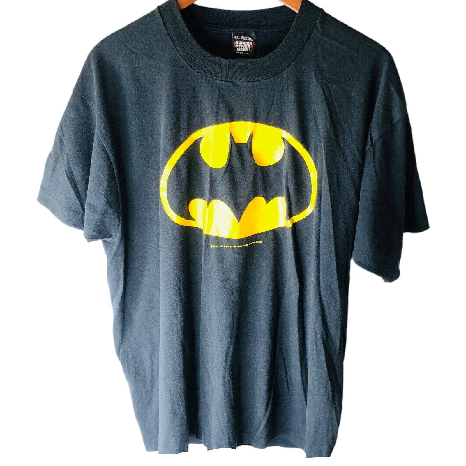 1964 DC Comics Batman Logo Vintage T-Shirt Size XXL Black Made In USA 50/50  | eBay