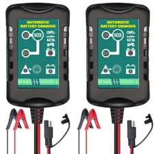 2 Packs Battery Charger Maintainer Trickle 6V 12V 1.5A Car Automatic Motorcycle