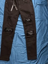 AMIRI Mens Black Distressed Skinny Slim Fit D...